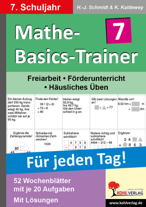 Mathe-Basics-Trainer / Klasse 7 von Kaldewey,  Kurt, Schmidt,  Hans-J.