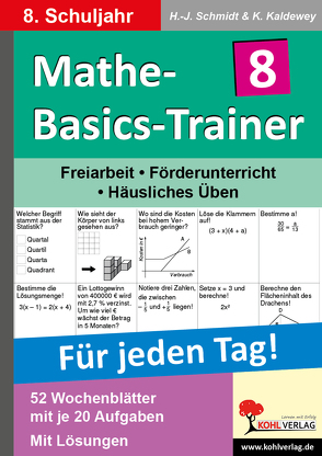 Mathe-Basics-Trainer / Klasse 8 von Kaldewey,  Kurt, Schmidt,  Hans-J.