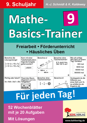 Mathe-Basics-Trainer / Klasse 9 von Kaldewey,  Kurt, Schmidt,  Hans-J.