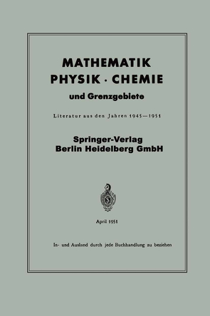 Mathematik, Physik · Chemie und Grenzgebiete von Springer Verlag