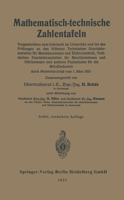 Mathematisch-technische Zahlentafeln von Bohde,  Heinrich, Höhn,  Hugo, Werners,  Paul