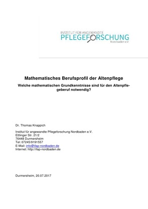 Mathematisches Berufsprofil der Altenpflege von Knappich,  Thomas