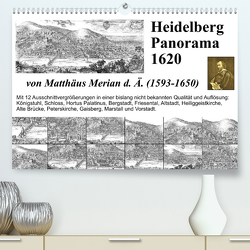 Matthäus Merian Heidelberg Panorama 1620 (Premium, hochwertiger DIN A2 Wandkalender 2022, Kunstdruck in Hochglanz) von Liepke,  Claus