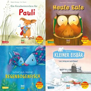 Maxi-Pixi-4er-Set 79: Bilderbuch-Stars bei Maxi Pixi (4×1 Exemplar) von de Beer,  Hans, Friester,  Paul, Goossens,  Philippe, Pfister,  Marcus, Tharlet,  Eve, Weninger,  Brigitte