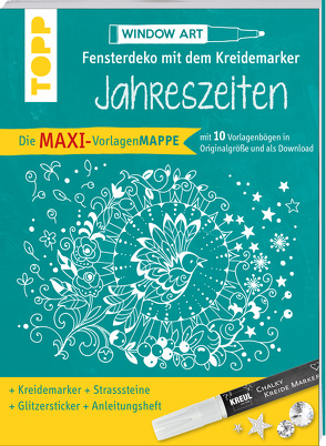 Maxi-Vorlagenmappe Fensterdeko mit dem Kreidemarker – Jahreszeiten. Inkl. Original Kreul-Kreidemarker, Sticker und Glitzer-Steinchen von Schwab,  Ursula