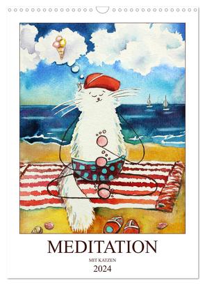 Meditation mit Katzen (Wandkalender 2024 DIN A3 hoch), CALVENDO Monatskalender von Amarta Ignatova,  Lia