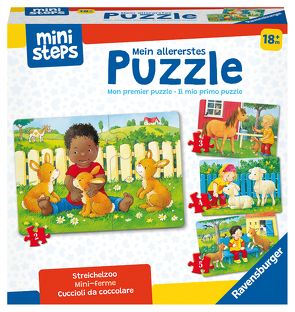 Ravensburger ministeps 4169 Mein allererstes Puzzle: Streichelzoo – 4 erste Puzzles mit 2-5 Teilen, Spielzeug ab 18 Monate