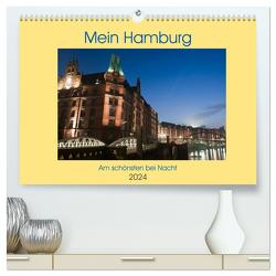 Mein Hamburg – Am schönsten bei Nacht (hochwertiger Premium Wandkalender 2024 DIN A2 quer), Kunstdruck in Hochglanz von Enders,  Borg