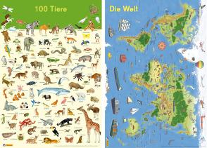 Mein Lernposter: 2er-Set 100 Tiere / Die Welt von Ahlgrimm,  Achim, Henkel,  Christine