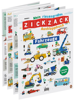 Mein riesengroßes ZICKZACK Ausklappbuch – Fahrzeuge von Haefs,  Gabriele, Makii