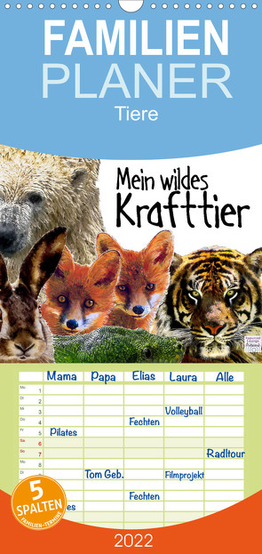 Familienplaner Mein wildes Krafttier voller Achtsamkeit (Wandkalender 2022 , 21 cm x 45 cm, hoch) von Ryzek,  Astrid