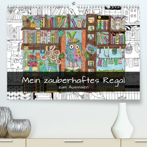 Mein zauberhaftes Regal zum Ausmalen (Premium, hochwertiger DIN A2 Wandkalender 2022, Kunstdruck in Hochglanz) von Langenkamp,  Heike