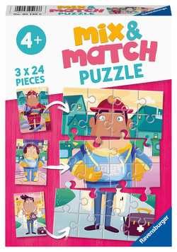Ravensburger Kinderpuzzle – 05136 Mix&Match Meine liebsten Berufe – Puzzle für Kinder ab 4 Jahren, mit 3×24 Teilen