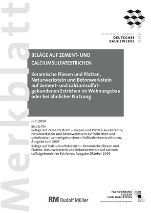 Merkblatt Beläge auf Zement- und Calciumsulfatestrichen: 2019-08 (PDF) von Voos,  Rudolf