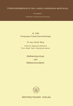 Methanolpyrolyse und Methanoloxidation von Berg,  Günter