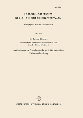 Methodologische Grundlagen der sozialökonomischen Verhaltensforschung von Scherhorn,  Gerhard