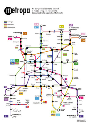 Metropa – Das europäische Superschnellbahnnetz, Poster, Plano in Rolle