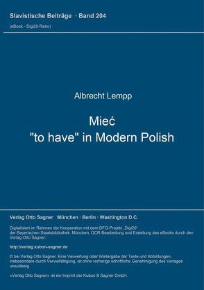 Mieć, „to have“ in Modern Polish von Lempp,  Albrecht