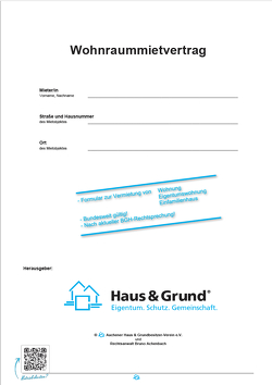 Mietvertrag für Wohnungen, Eigentumswohnungen und Einfamilienhäuser, Wohnraummietvertrag von Aachener Haus & Grundbesitzer-Verein e.V.