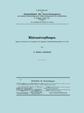 Milzbrandvergiftungen von Abelsdorff,  Walter