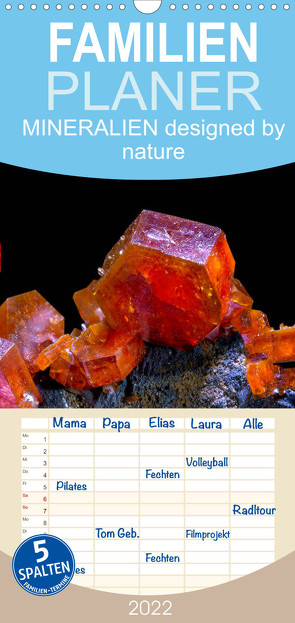 Familienplaner MINERALIEN designed by nature (Wandkalender 2022 , 21 cm x 45 cm, hoch) von Schmidbauer,  Heinz