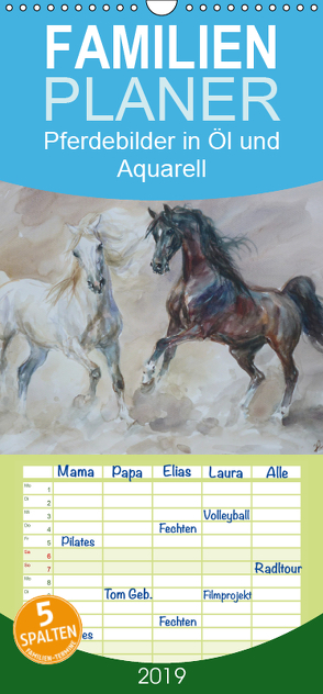 Mit Pferden durch die Jahreszeiten – Pferdebilder in Öl und Aquarell – Familienplaner hoch (Wandkalender 2019 , 21 cm x 45 cm, hoch) von Aniszewski,  Zenon
