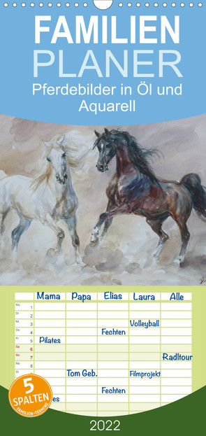Mit Pferden durch die Jahreszeiten – Pferdebilder in Öl und Aquarell – Familienplaner hoch (Wandkalender 2022 , 21 cm x 45 cm, hoch) von Aniszewski,  Zenon
