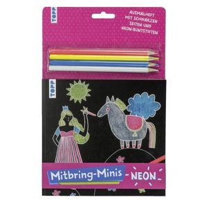 Mitbring-Minis Schwarzes Ausmalheft mit Neon-Buntstiften von frechverlag