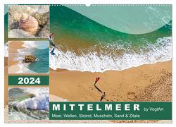 Mittelmeer, Meer, Wellen, Strand, Muscheln, Sand & Zitate (Wandkalender 2024 DIN A2 quer), CALVENDO Monatskalender von VogtArt,  VogtArt