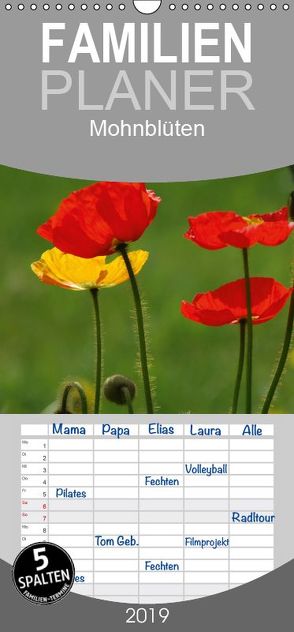 MOHNBLÜTEN – Familienplaner hoch (Wandkalender 2019 , 21 cm x 45 cm, hoch) von GUGIGEI