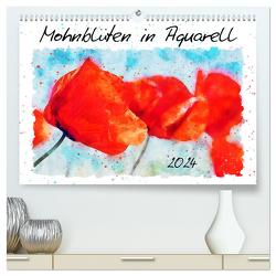 Mohnblüten in Aquarell (hochwertiger Premium Wandkalender 2024 DIN A2 quer), Kunstdruck in Hochglanz von Frost,  Anja