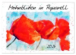 Mohnblüten in Aquarell (Wandkalender 2024 DIN A2 quer), CALVENDO Monatskalender von Frost,  Anja