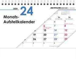 Monats-Aufstellkalender 2024 – 20×15 cm – 1 Monat auf 1 Seite – 4-sprachiges Kalendarium – inkl. Jahresübersicht – Monatsplaner – 985-0000