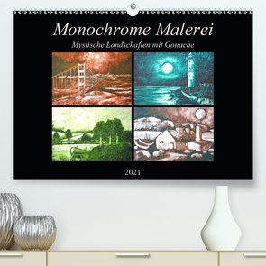 Monochrome Malerei – Mystische Landschaften mit Gouache (Premium, hochwertiger DIN A2 Wandkalender 2021, Kunstdruck in Hochglanz) von Schimmack,  Michaela