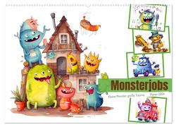 Monsterjobs – Kleine Monster, große Träume (Wandkalender 2024 DIN A2 quer), CALVENDO Monatskalender von Frost,  Anja