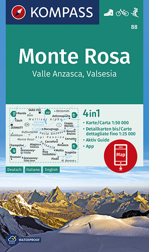 KOMPASS Wanderkarte Monte Rosa, Valle Anzasca, Valsesia von KOMPASS-Karten GmbH