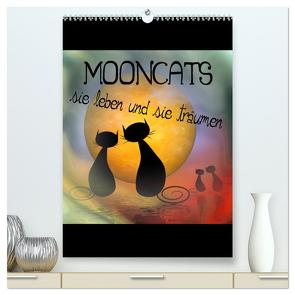 Mooncats – sie leben und sie träumen (hochwertiger Premium Wandkalender 2024 DIN A2 hoch), Kunstdruck in Hochglanz von IssaBild,  IssaBild
