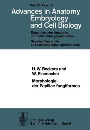 Morphologie der Papillae fungiformes von Beckers,  H.W., Eisenacher,  W.