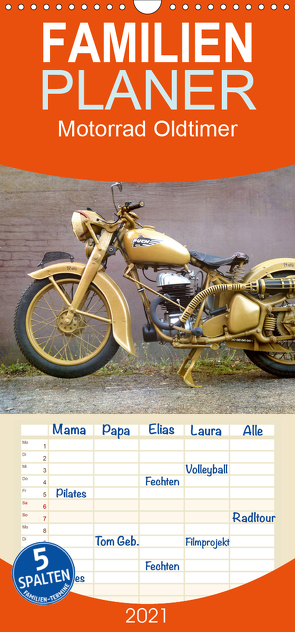 Motorrad Oldtimer – Familienplaner hoch (Wandkalender 2021 , 21 cm x 45 cm, hoch) von Siebenhühner,  Gabi