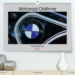 Motorrad Oldtimer – Tankembleme (Premium, hochwertiger DIN A2 Wandkalender 2021, Kunstdruck in Hochglanz) von N.,  N.