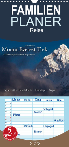 Mount Everest Trek – Familienplaner hoch (Wandkalender 2022 , 21 cm x 45 cm, hoch) von Knüver,  Michael