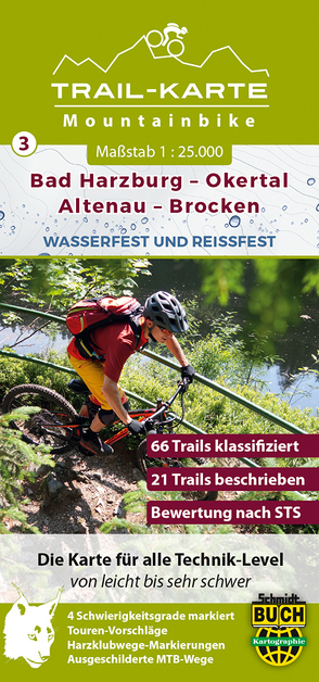 MTB Trail-Karte Harz: Bad Harzburg – Okertal – Altenau – Brocken von Schmidt,  Maximilian, Schmidt,  Thorsten, Spachmüller,  Bernhard