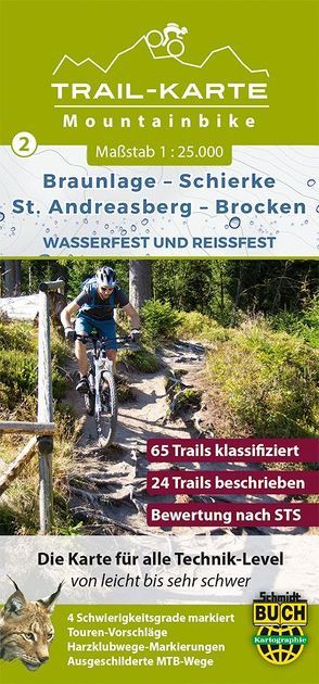 MTB Trail-Karte Harz: Braunlage – Schierke – St. Andreasberg – Brocken von Schmidt,  Maximilian, Schmidt,  Thorsten, Spachmüller,  Bernhard