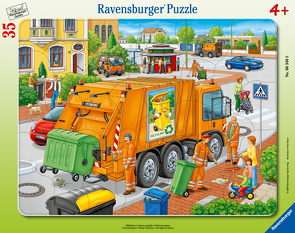 Ravensburger Kinderpuzzle – 06346 Müllabfuhr – Rahmenpuzzle für Kinder ab 4 Jahren, mit 35 Teilen von Bayer Design