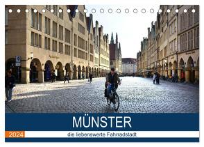 Münster – die liebenswerte Fahrradstadt (Tischkalender 2024 DIN A5 quer), CALVENDO Monatskalender von Bartruff,  Thomas