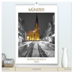 Münster – erstrahlt bei Nacht (hochwertiger Premium Wandkalender 2024 DIN A2 hoch), Kunstdruck in Hochglanz von Herzog,  Gregor