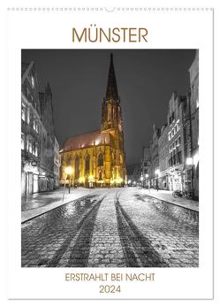 Münster – erstrahlt bei Nacht (Wandkalender 2024 DIN A2 hoch), CALVENDO Monatskalender von Herzog,  Gregor