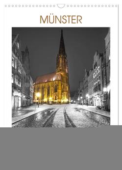 Münster – erstrahlt bei Nacht (Wandkalender 2024 DIN A3 hoch), CALVENDO Monatskalender von Herzog,  Gregor