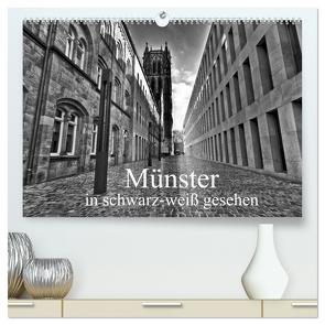 Münster in schwarz-weiß gesehen (hochwertiger Premium Wandkalender 2024 DIN A2 quer), Kunstdruck in Hochglanz von Michalzik,  Paul