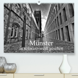Münster in schwarz-weiß gesehen (Premium, hochwertiger DIN A2 Wandkalender 2023, Kunstdruck in Hochglanz) von Michalzik,  Paul